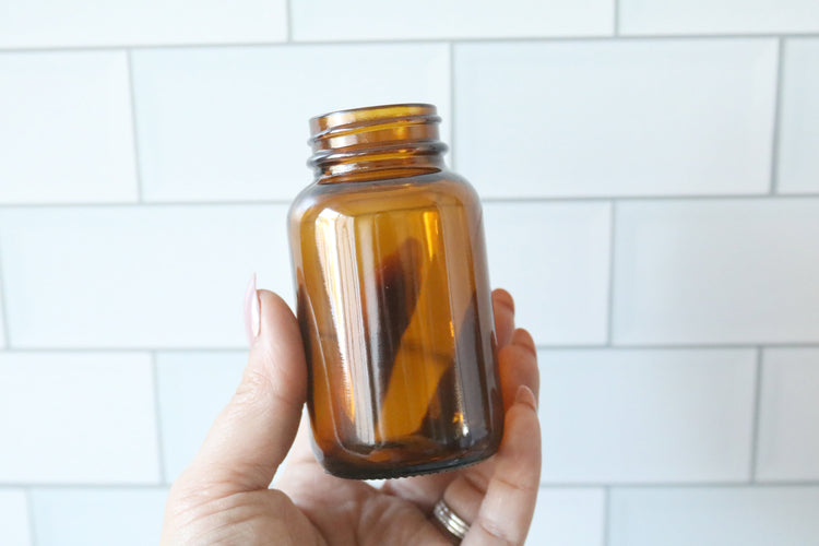 custom calligraphy amber glass pill bottle | STANDARD