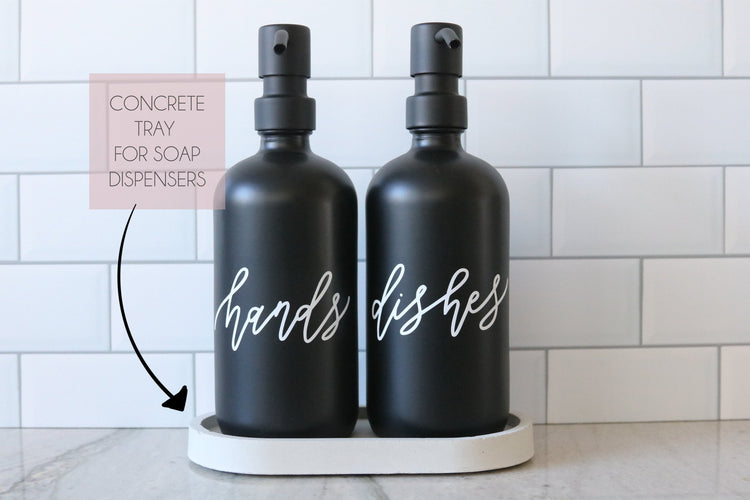 soap dispenser concrete dish tray