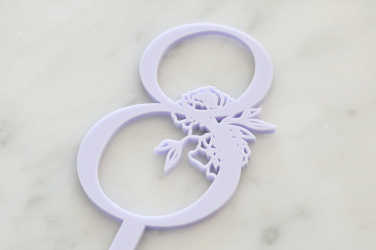 single number floral acrylic cake topper | CHOOSE YOUR NUMBER + COLOR