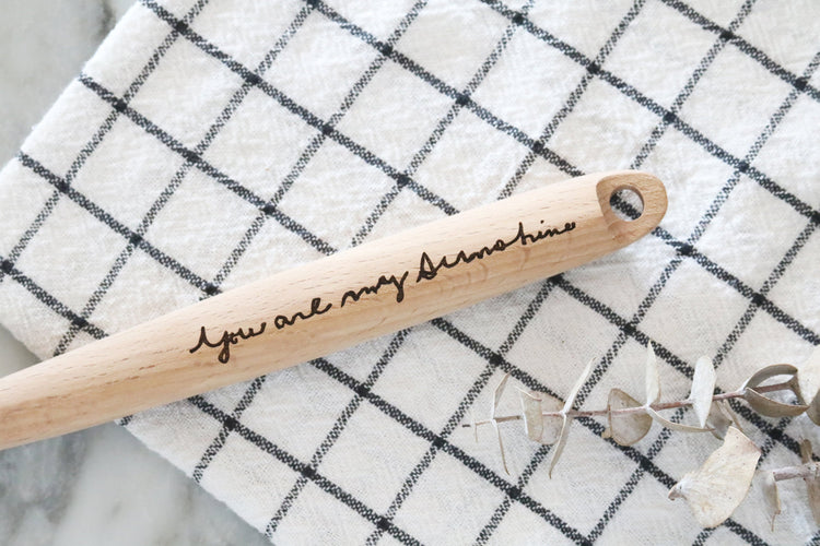 custom engraved wood kitchen spoon | real handwriting