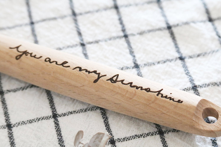 custom engraved wood kitchen spoon | real handwriting