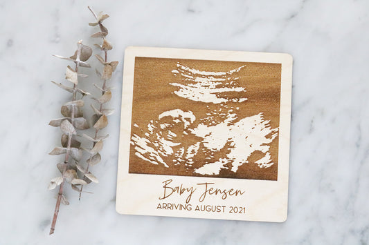 custom engraved baby ultrasound polaroid sign | acrylic or wood