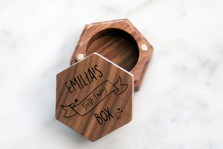 custom engraved wood tooth fairy box