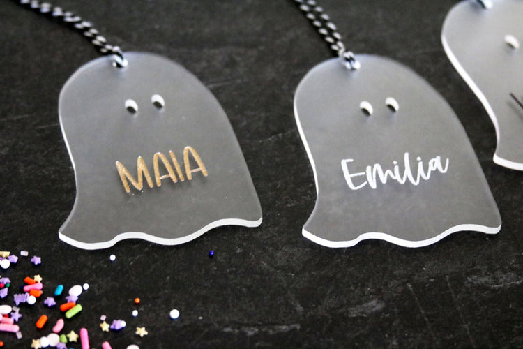 custom ghost halloween name tag