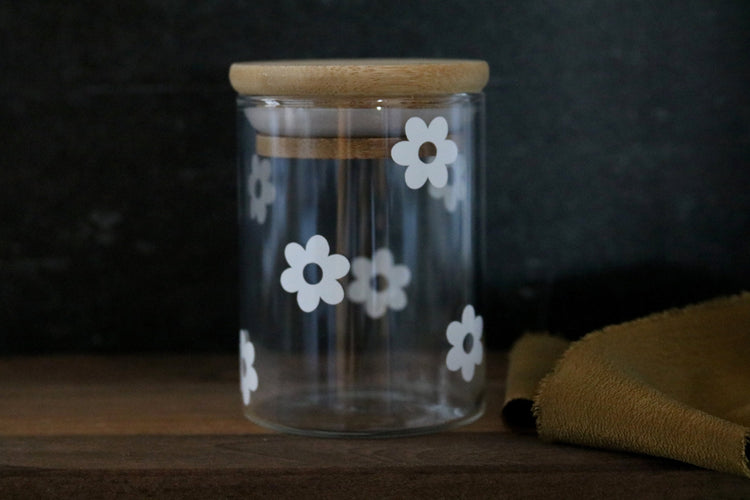 retro daisy flower stash jar | 2 sizes