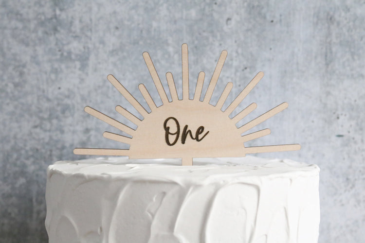 custom sun burst wood cake topper | CHOOSE YOUR NUMBER