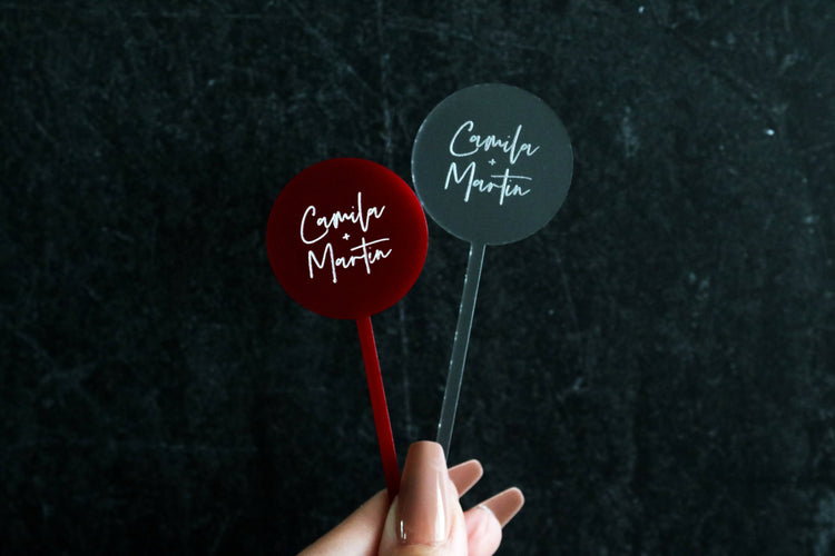 set of custom wedding couple drink stir sticks | choose your color