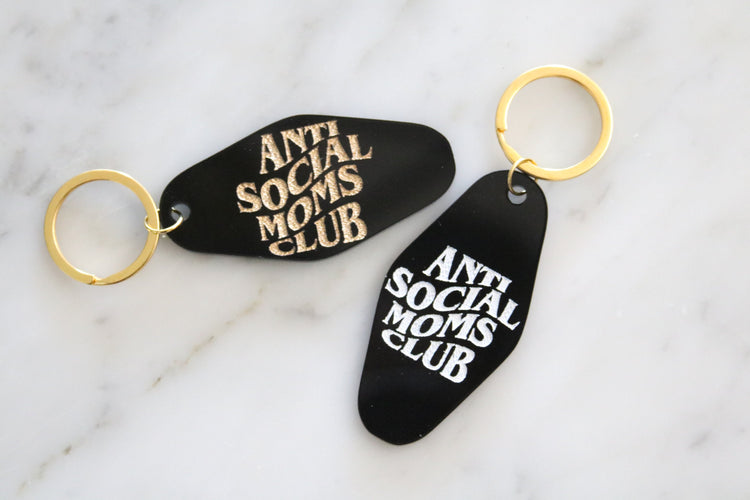 anti social moms club motel keychain | CHOOSE YOUR COLOR