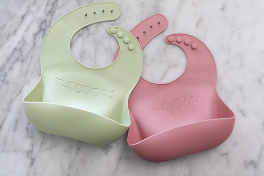 custom engraved silicone baby bib