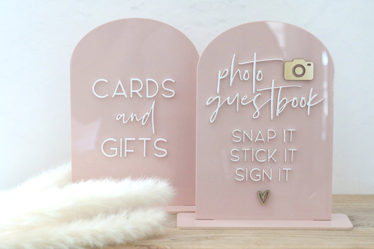 acrylic arch cards and gifts sign | acrylic wedding sign | wedding decor | arched | wedding reception | acrylic | gift table | card table