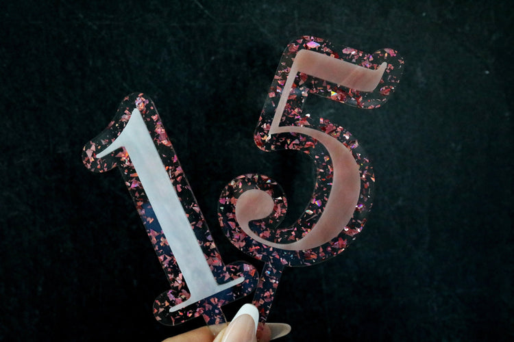 single number double layer acrylic cake topper | CHOOSE YOUR NUMBER