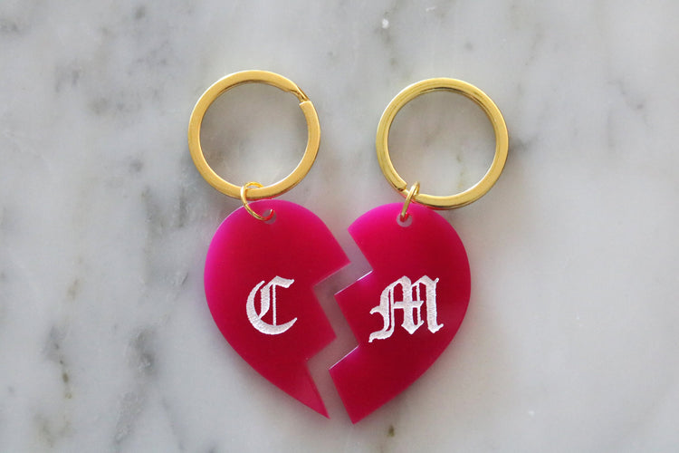 custom colorful best friends heart keychain | CHOOSE YOUR COLOR