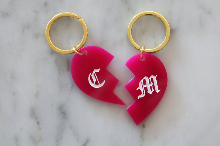 custom colorful best friends heart keychain | CHOOSE YOUR COLOR