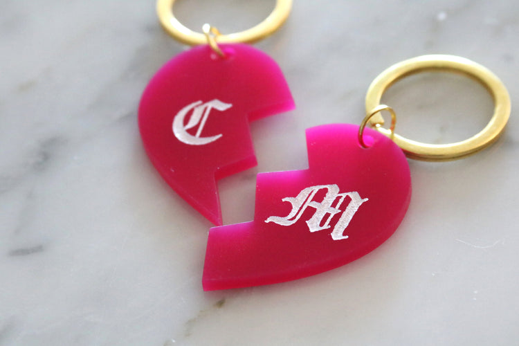 custom colorful best friends heart keychain | CHOOSE YOUR COLOR