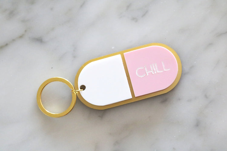 custom chill pill keychain | CHOOSE YOUR TEXT + COLOR