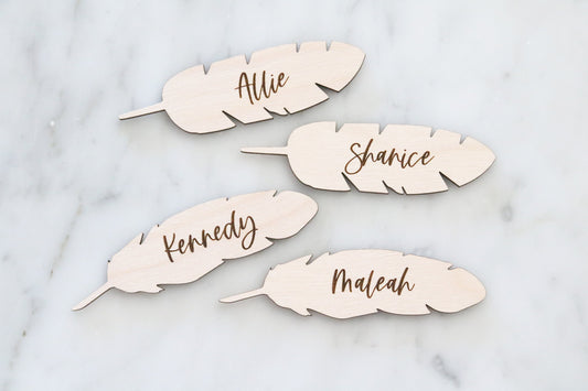 custom feather escort card | place card