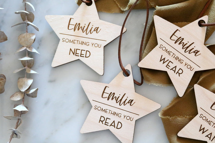 custom wood star christmas gift tags