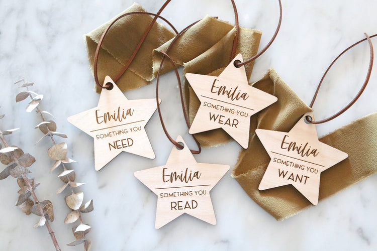 custom wood star christmas gift tags