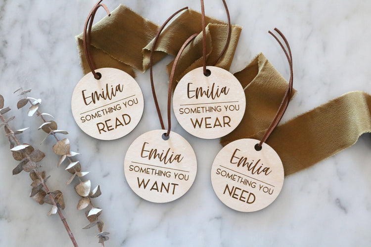 custom wood round christmas gift tags