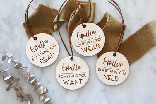 custom wood round christmas gift tags