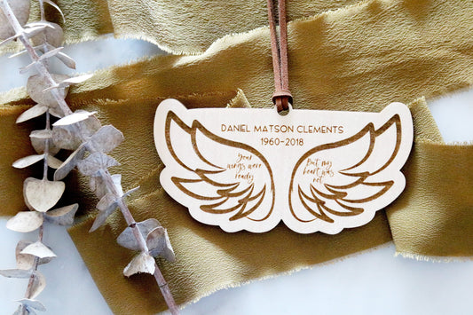 custom wings memorial wood christmas ornament