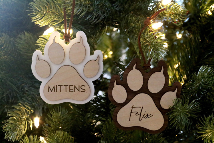 custom cat paw pet christmas ornament