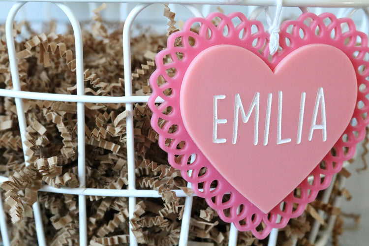 custom name valentines acrylic heart name tag