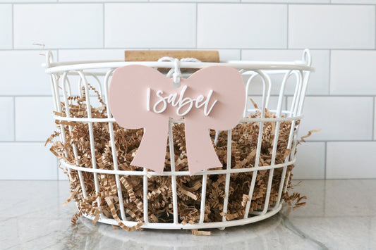 custom ribbon acrylic basket name tag | CHOOSE YOUR COLOR