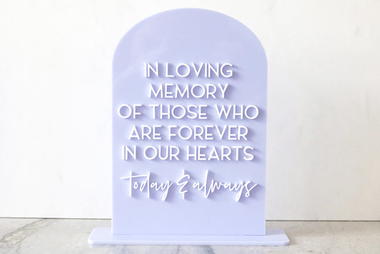 acrylic arch memory sign | acrylic wedding sign | wedding decor | arched | wedding reception | acrylic | in loving memory | memorial
