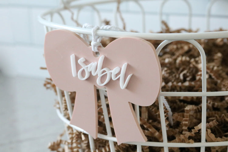 custom ribbon acrylic basket name tag | CHOOSE YOUR COLOR