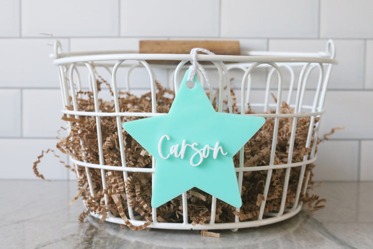 custom star acrylic basket name tag | CHOOSE YOUR COLOR