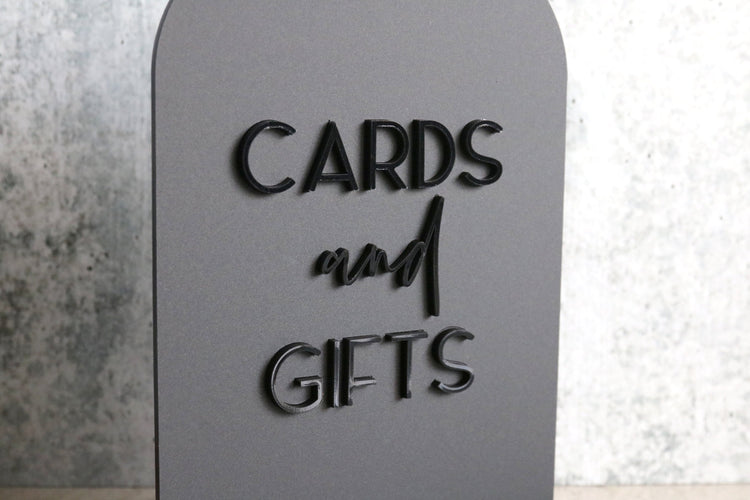 acrylic arch cards and gifts sign | matte black