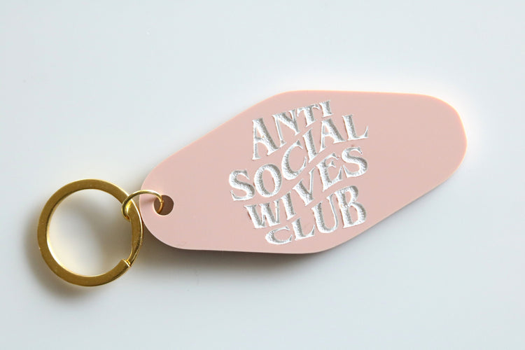 anti social wives club motel keychain | CHOOSE YOUR COLOR