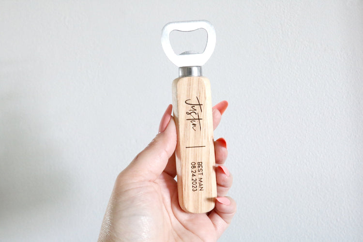 custom engraved wood bottle opener