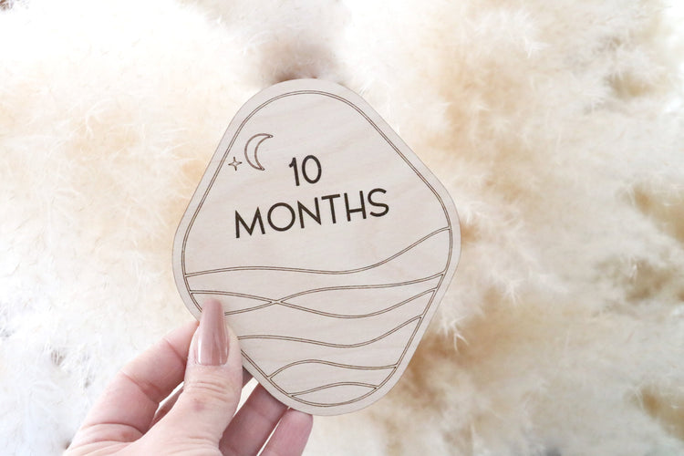 set of wood boho baby age monthly milestone signs