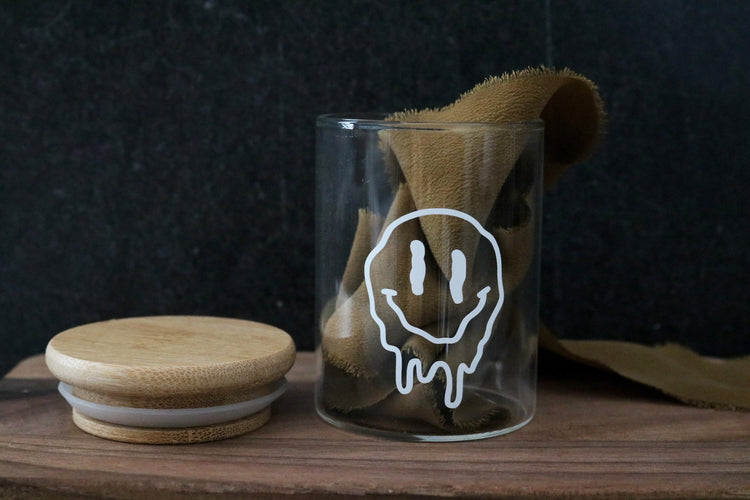drippy happy face stash jar | 2 sizes