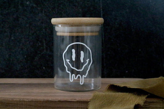 drippy happy face stash jar | 2 sizes