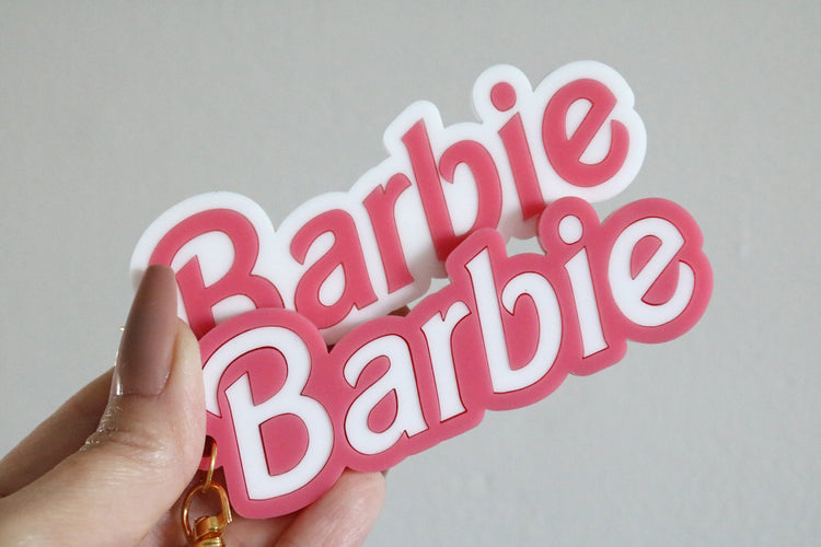 custom barbie inspired name bag tag keychain