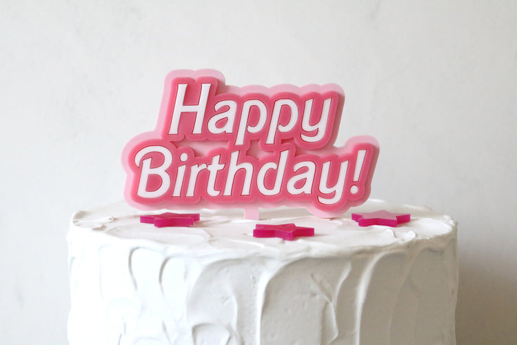 happy birthday barbie inspired cake topper