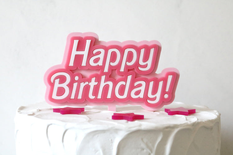happy birthday barbie inspired cake topper
