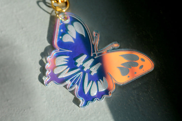 iridescent angel number butterfly keychain | manifest protection balance lucky alignment key chain 111 222 333 444 555 666 777 888 999 1111
