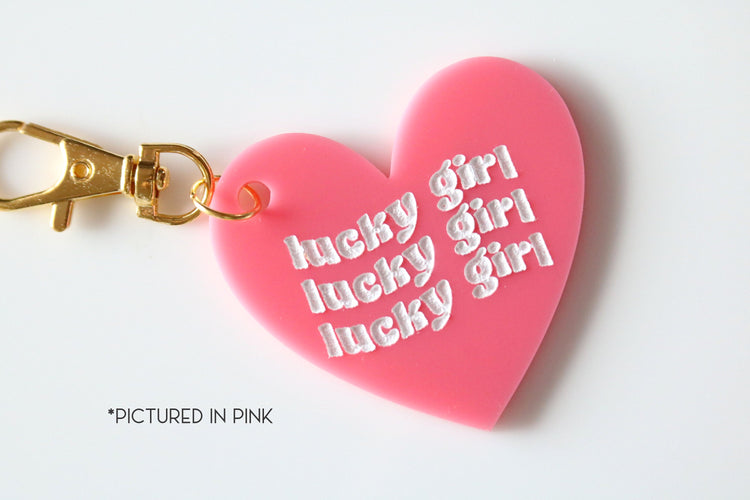 lucky girl keychain | CHOOSE YOUR COLOR | back to school | gift | backpack | key chain | retro | bag tag | charm | tik tok | manifest