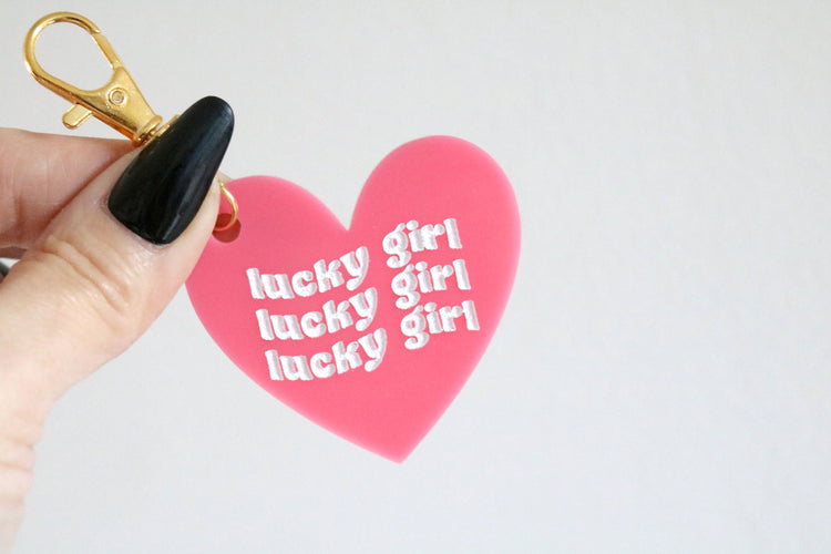 lucky girl keychain | CHOOSE YOUR COLOR | back to school | gift | backpack | key chain | retro | bag tag | charm | tik tok | manifest