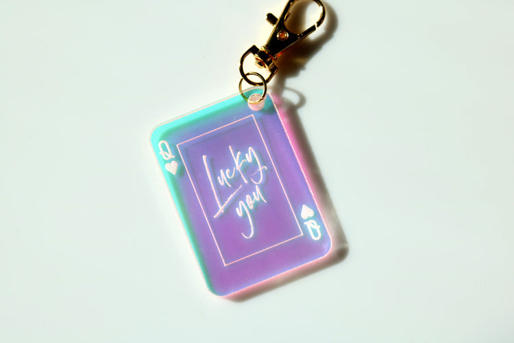 lucky you queen of hearts card keychain | lucky girl | gift | backpack | key chain | bag tag | tik tok | best friend | manifest | lucky