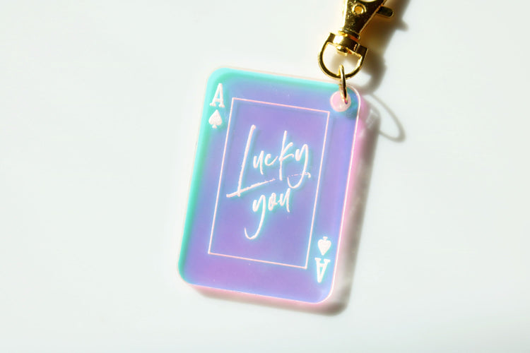 lucky you ace of spades card keychain | lucky girl | gift | backpack | key chain | bag tag | tik tok | best friend | manifest | lucky
