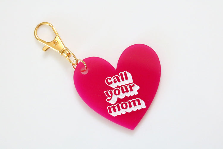 call your mom heart keychain | CHOOSE YOUR COLOR | back to school | gift | backpack | key chain | retro | bag tag | charm | tik tok