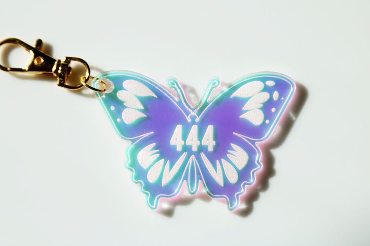 iridescent angel number butterfly keychain | manifest protection balance lucky alignment key chain 111 222 333 444 555 666 777 888 999 1111