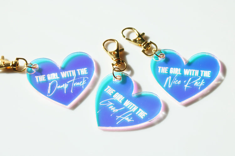 the girl with the keychain | CHOOSE YOUR DESIGN | gift | backpack | key chain | bag tag | tik tok | best friend | dump truck | good hair