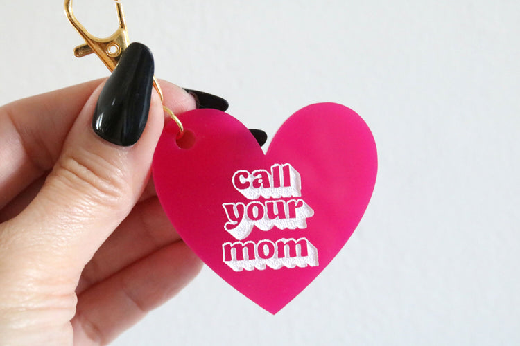 call your mom heart keychain | CHOOSE YOUR COLOR | back to school | gift | backpack | key chain | retro | bag tag | charm | tik tok