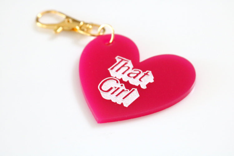 that girl heart keychain | CHOOSE YOUR COLOR | back to school | gift | backpack | key chain | retro | bag tag | charm | tik tok | manifest